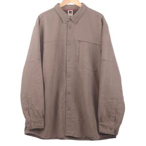 The North Face Tekware Shirt Men's XXL Taupe Modal Blend Button Up Hike Outdoor